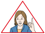 Grafik: Frau im roten Warndreieck streckt den Zeigefinger in die Höhe