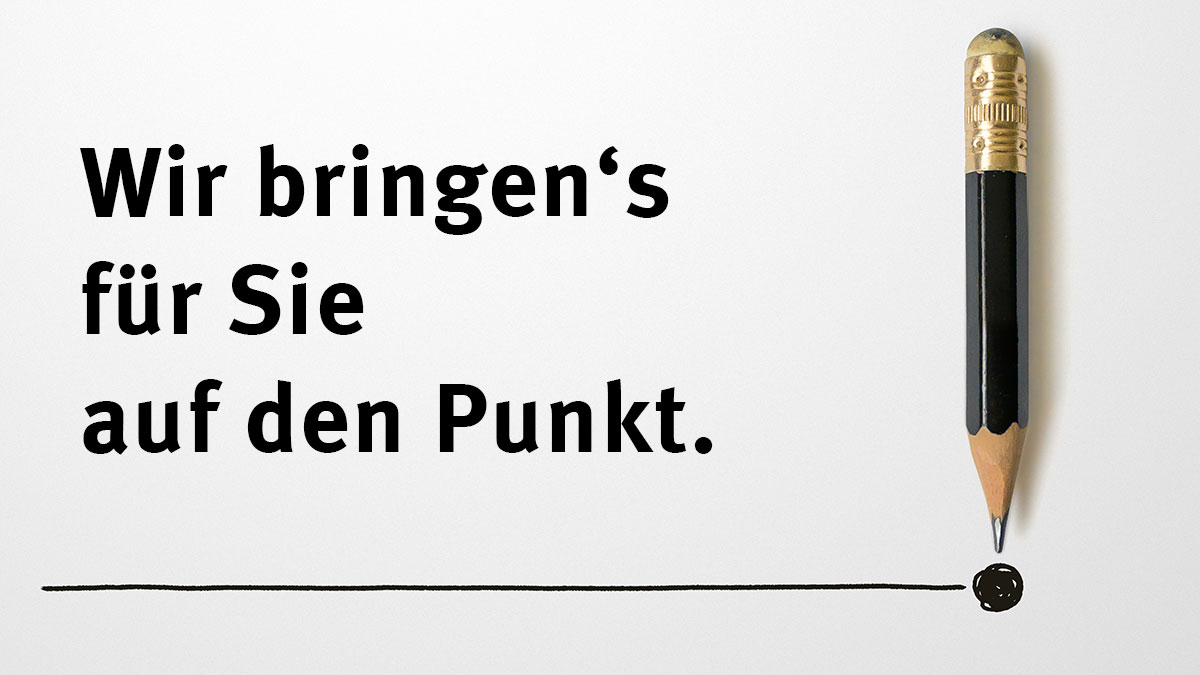 Auf den Punkt gebracht: Bleistift zieht eine Linie bis zu einem dicken Punkt 