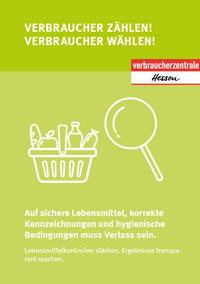 Kampagnenflyer zur Landtagswahl 2023 in Hessen: Lebensmittelkontrollen stärken, Ergebnisse transparent machen