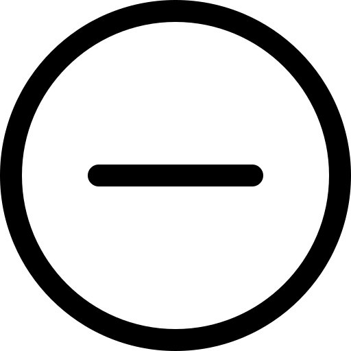 schwarzes Minuszeichen in einem schwarzen Kreis