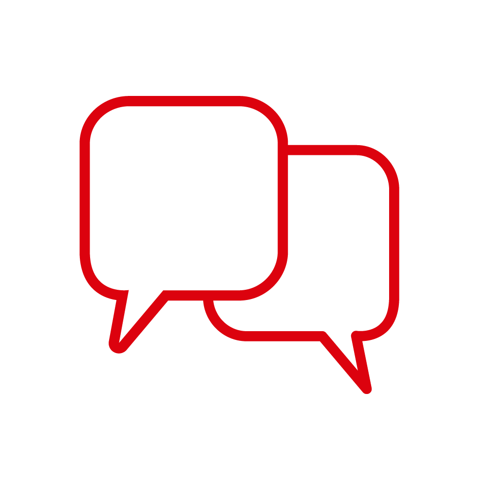 Zwei Sprechblasen symbolisieren Beratung