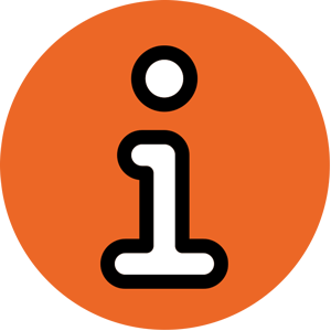 Icon "i" für Information auf orangenem Kreis