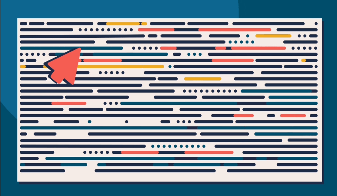 Das Motiv zeigt viele verschwommene Zeilen Code.