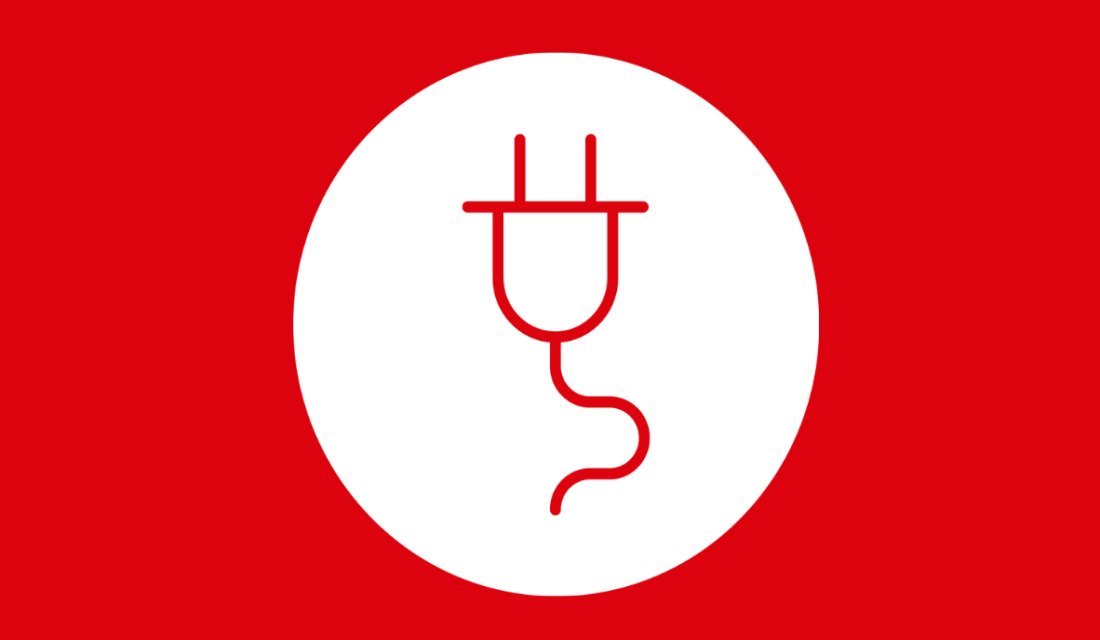 Icon Stecker im weißen Kreis 