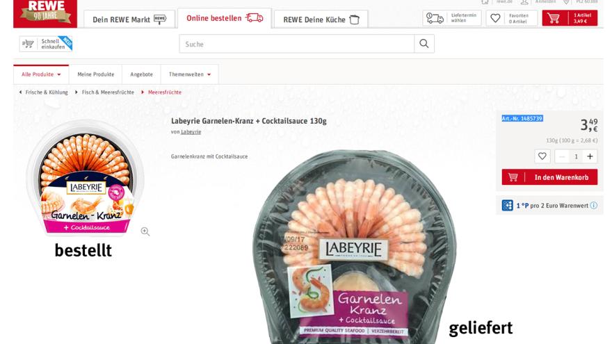 Werbung für Labeyrie Garnelenkranz im REWE-Onlineshop