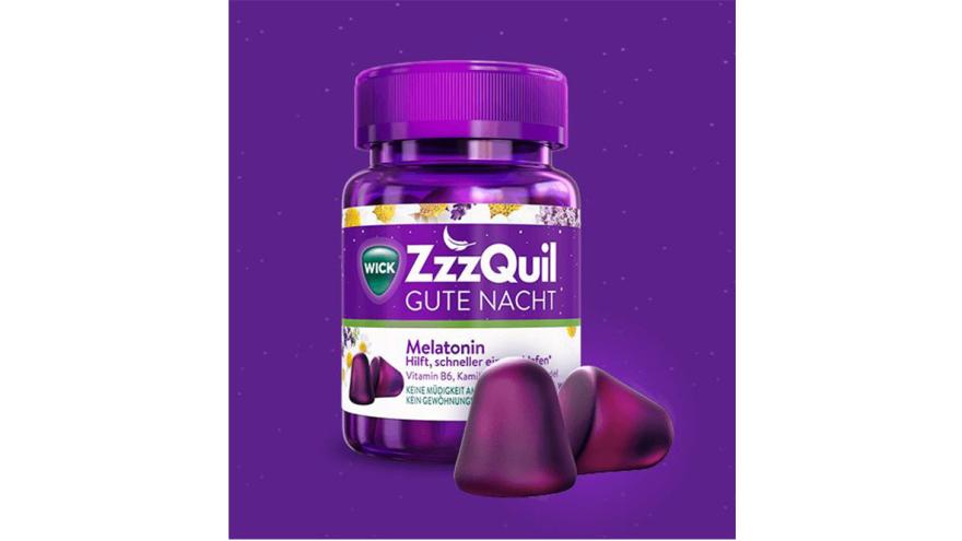 Wick ZzzQuil Einschlaf-Bonbons, Screenshot des Produkts von der Webseite des Anbieters 