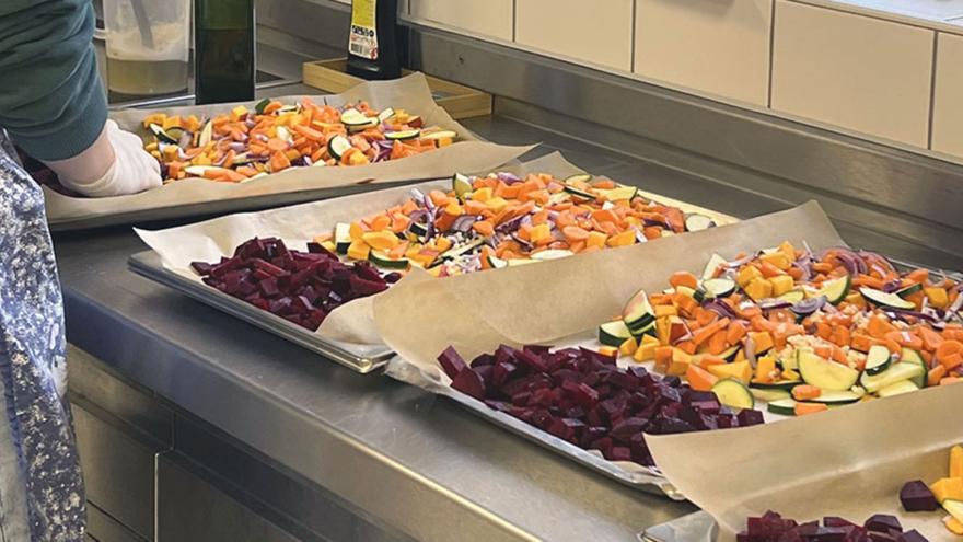 Vorbereitetes Gemüse bei einer Schulaktion des Projekts "Gemüse retten"