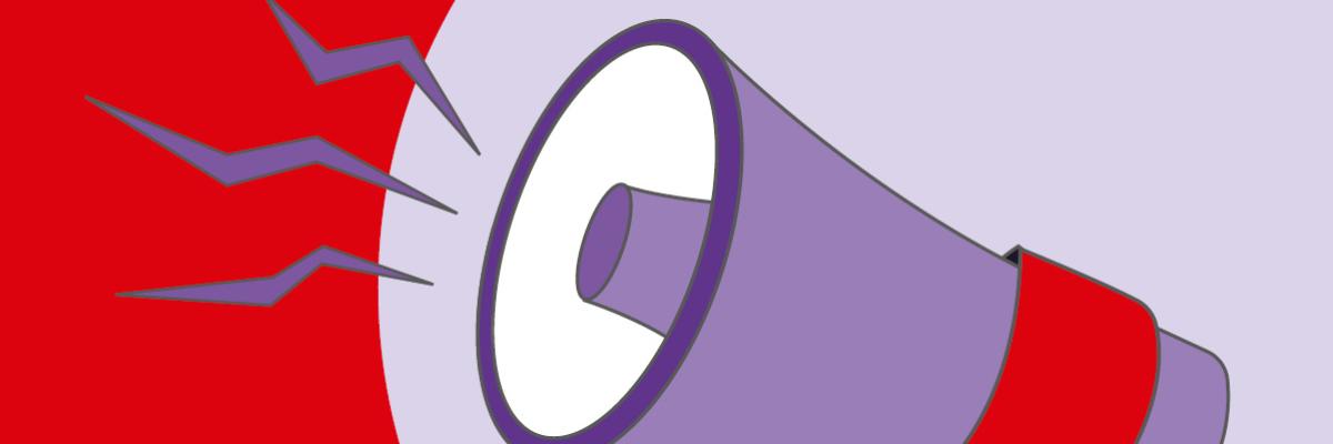 Grafik: Eine Hand hält ein Megafon