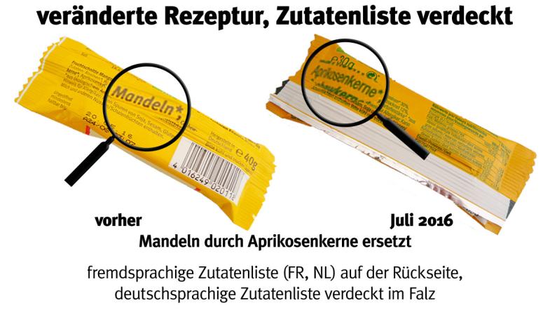 Die Verpackung der Allos Fruchtschnitte