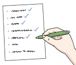 Grafik: Jemand schreibt eine Checkliste