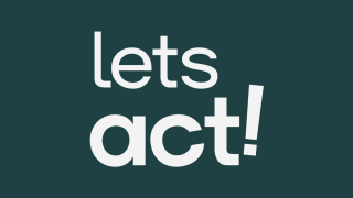 Schriftzug "lets act!" als Logo der gleichnamigen App